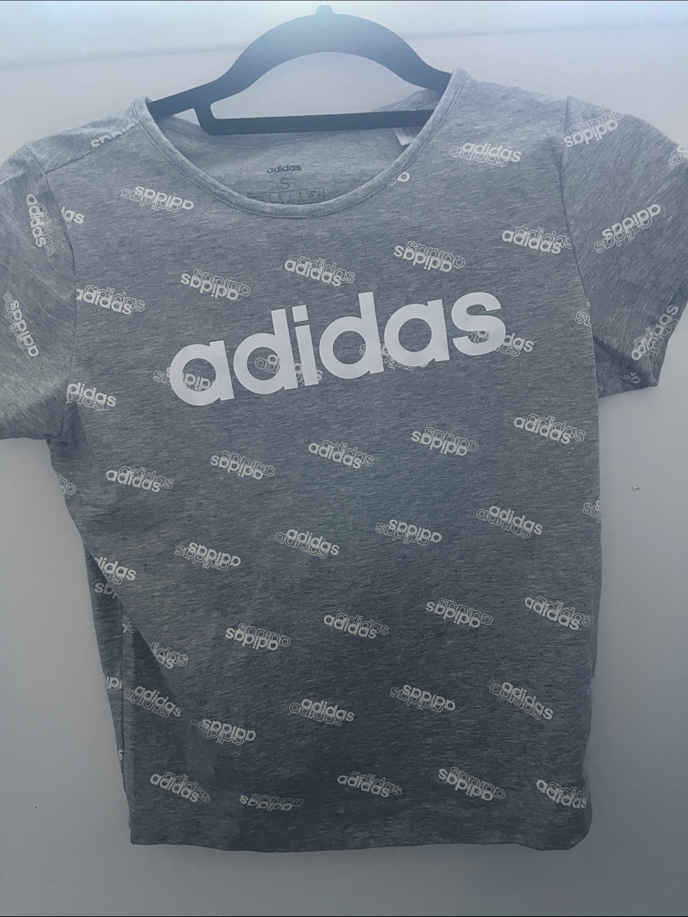 adidas Grey Allover Logo Short Sleeve Tee